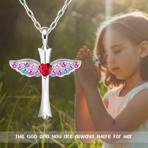 Vista 6 de Cross Necklace First Communion Gifts for Girls, Dainty Necklaces for Teen Girls Cross Necklace Shiny CZ Religious Pendant Christian Jewelry Baptism