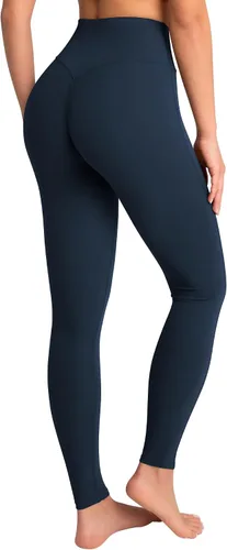 Vista 5 de GYM RAINBOW Leggings de cintura alta para mujer, pantalones de yoga sin costura frontal, control de abdomen, leggings de gimnasio de 28 pulgadas
