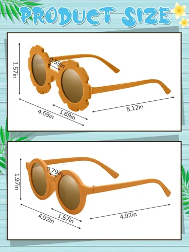 Vista 2 de Dunzy 16 pares de lentes de sol para niños y niñas, lindos lentes de sol redondos para fiestas en la playa, de 3 a 10 años