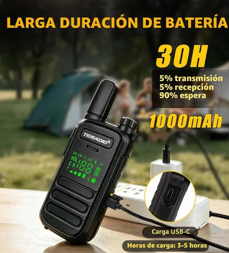 Vista 5 de TIDRADIO Walkie Talkies M11 Plus FRS de largo alcance, programación Bluetooth y cancelación de ruido AI, NOAA, VOX, radios bidireccionales de mano