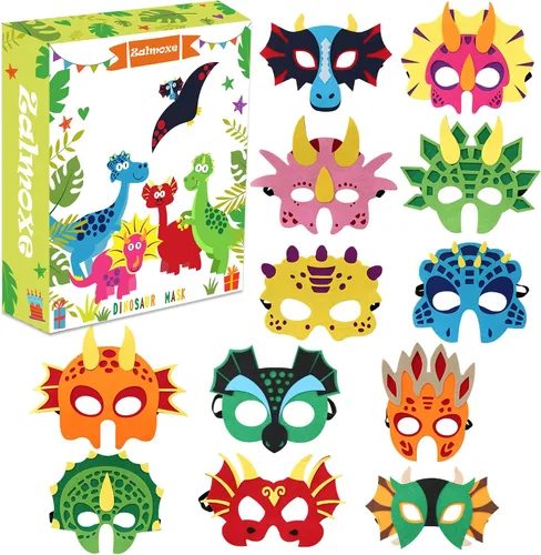Vista 7 de Máscaras de fieltro para niños, máscaras de fiesta de cumpleaños, suministros de máscaras, máscaras de Halloween 12 máscaras-B
