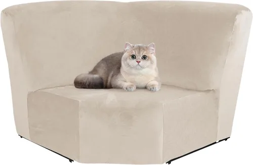 Vista 41 de MINGPINHUIUS Funda elástica de terciopelo para sofá reclinable en la esquina, funda curvada para sofá modular, funda elástica suave para sofá Marrón