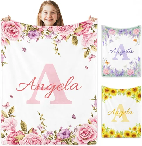 Vista 16 de Manta de bebé personalizada con nombre, manta de nombre personalizado para niños, mantas de franela suave en Pascua, regalos personalizados de bebé