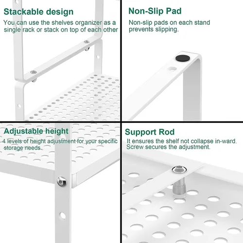Vista 7 de iPEGTOP Estante organizador de estante de almacenamiento expandible para gabinete, estante de especias de metal apilable de acero resistente, altura