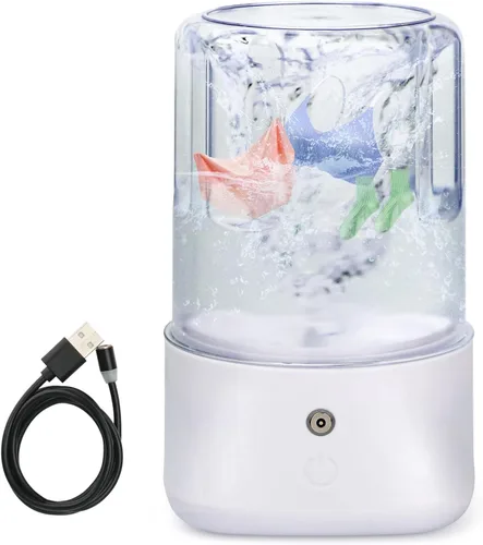 Vista 9 de Mini Lavadora Portátil - Lavadora Pequeña de 1L Recargable por USB con 2 Modos de Limpieza Profunda para Ropa Interior, Calcetines y Ropa de Bebé