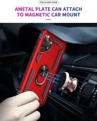 Vista 5 de Funda para Galaxy A32 4G, SM-A325F SM-A325M con protector de pantalla de vidrio templado, [grado militar] [anillo de metal] [soporte magnético]