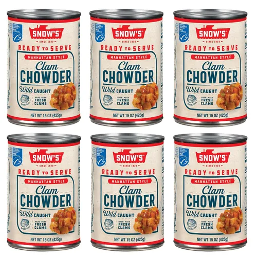 Vista 9 de Snow's Sopa condensada de almejas de Nueva Inglaterra, lata de 15 onzas, 0.14 oz de proteína por porción, receta auténtica al estilo de Nueva