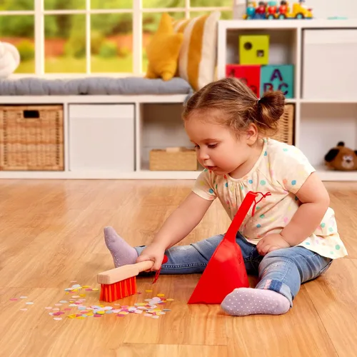 Vista 3 de Battat – Juego de limpieza para niños – Juguetes de limpieza para niños pequeños, niños – Kit de juego de simulación – Escoba, trapeador, cepillo