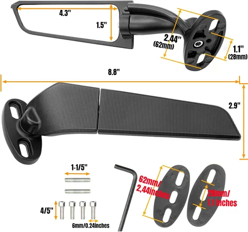 Vista 7 de 2025 Espejos laterales de motocicleta más recientes compatibles con GSXR 600 750 1000 CBR300R CBR500R CBR600RR CBR1000RR EX250 EX300 EX400 EX650