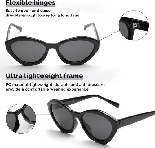 Vista 3 de Gafas de sol ovaladas Y2K para mujer, polarizadas, protección UV, vintage, retro, gafas de sol, lentes de sol