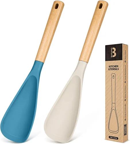 Vista 18 de Cuchara de cocina para utensilios de cocina antiadherentes, ideal para cocinar y servir silicona mate resistente sin BPA, cuchara con mango
