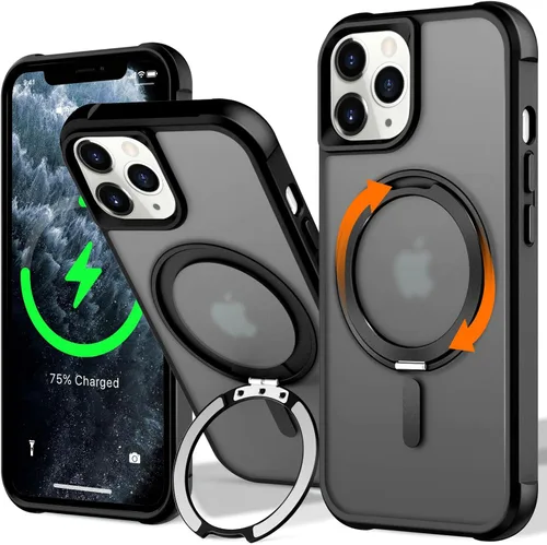 Vista 138 de UMIONE - Funda con diseño de anillo magnético giratorio de 360° para iPhone 11, soporte de bucle invisible integrado, compatible con Magsafe, funda