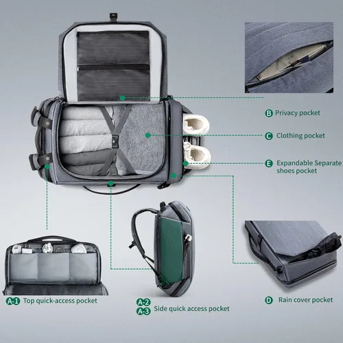 Vista 9 de KORIN ClickPackPro - Mochila antirrobo para laptop, impermeable, con puerto de carga USB, bloqueo TSA..