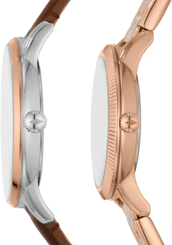 Vista 2 de Fossil Juego de regalo de reloj de acero inoxidable para él y ella
