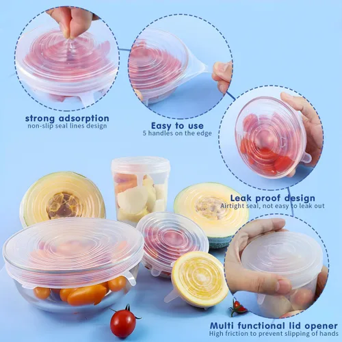 Vista 4 de 12PCS diferentes especificaciones tapas del silicón, tapa del silicón para el almacenamiento de alimentos