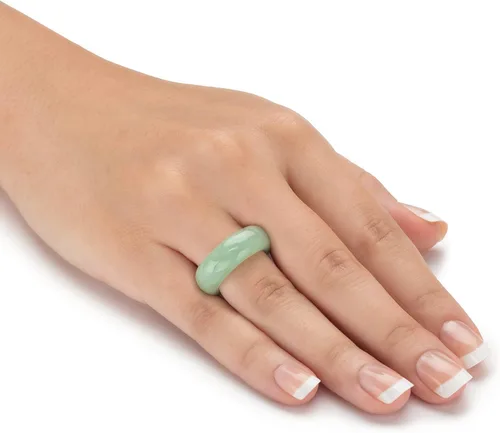 Vista 3 de PalmBeach Jewelry - Anillo de jade verde auténtico, tamaños 6-10