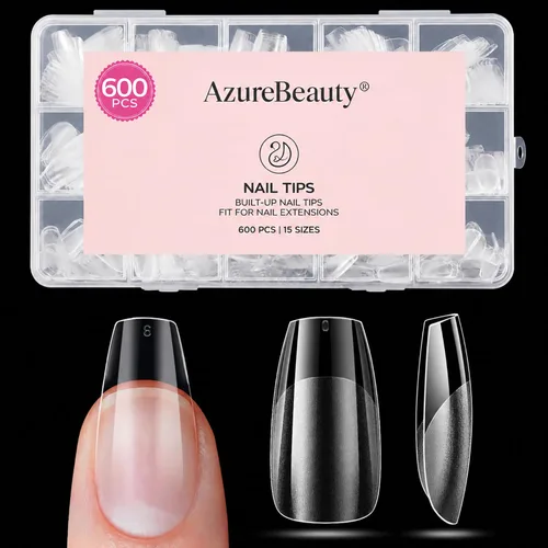 Vista 17 de Puntas de uñas cortas de almendra, 600 puntas de uñas de gel suave Almendra Corta
