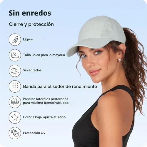 Vista 3 de Ponyflo Gorra de béisbol con coleta para mujer - Gorras con coleta para mujer, gorra con coleta para cabello rizado, gorra de béisbol para mujer
