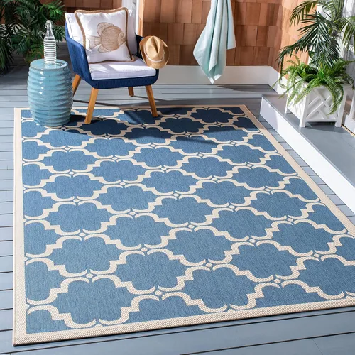 Vista 32 de SAFAVIEH Alfombra lavable al aire libre Courtyard Collection - 9 x 12 pies, beige y terracota, no desprende pelusa y fácil limpieza, ideal