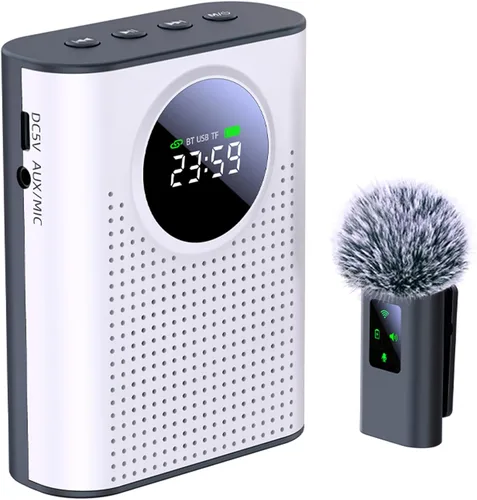 Vista 11 de Amplificador de voz S67 Micrófono inalámbrico para profesores en el aula recargable, mini micrófono de solapa Lavalier, sistema PA de altavoz