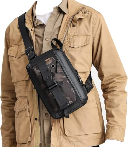 Vista 2 de Mochila cruzada para el pecho, riñonera cruzada para exteriores, senderismo, viajes, correr