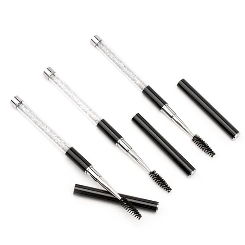 Vista 3 de G2PLUS 3 cepillos de cejas con tapa, cepillo portátil y flexible, cepillos de rímel de pestañas, aplicador, herramientas de maquillaje para Negro