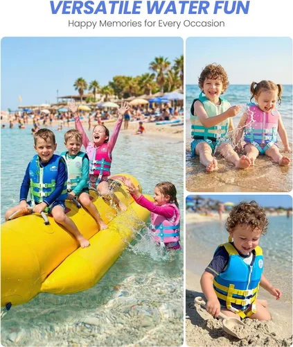 Vista 6 de Gogokids Chaleco de natación para niños de 2-3-4-5-6-7-8-9 años, flotadores de piscina para niños de 30-50-70 libras, flotabilidad para niños