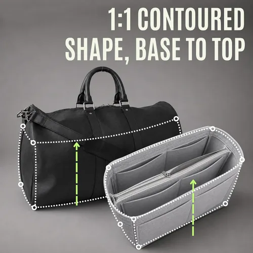 Vista 6 de Divitize Organizador de carteras prémium compatible con LV Keepall 25/35/45/50/55/60 — Hecho a mano, 3mm de fieltro compacto y resistente, base Azul