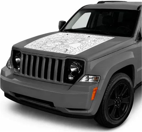 Vista 8 de Calcomanía de vinilo con diseño de rayas opacas con diseño de rayas negras o negras compatibles con Jeep Liberty 2008-2014