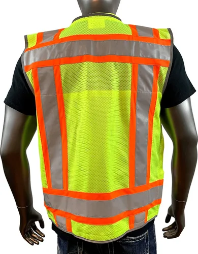 Vista 3 de REXZUS A Chaleco Reflectante Clase 2 Heavy Woven Dos Tonos Ingeniero Hi Viz Chaleco de Seguridad 3M 8712 Cinta