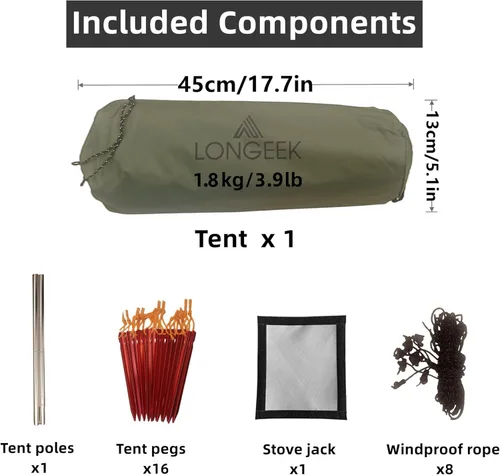 Vista 4 de Tienda de campaña para 2-4 personas, para 4 estaciones, ultraligera, fácil de montar, estilo Teepee caliente