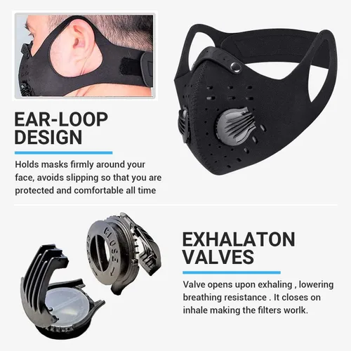 Vista 2 de PISIQI Cubierta facial para la boca, para la mitad de la cara, deportes y cara, antipolvo, con válvula, reutilizable, para exteriores