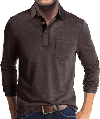 Vista 10 de Uposiut Mens Polo Shirts Long/Short Sleeve Mens Shirts Casual Stylish Cotton True Classic Basic Tee Shirts