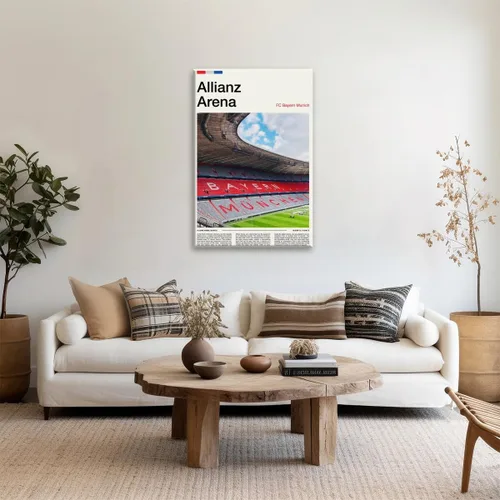Vista 3 de Arte de pared de estadio Póster del Bayern Múnich Retro Impresiones en lienzo para hogar, oficina, sala de estar, decoración de pared de fútbol 12 x