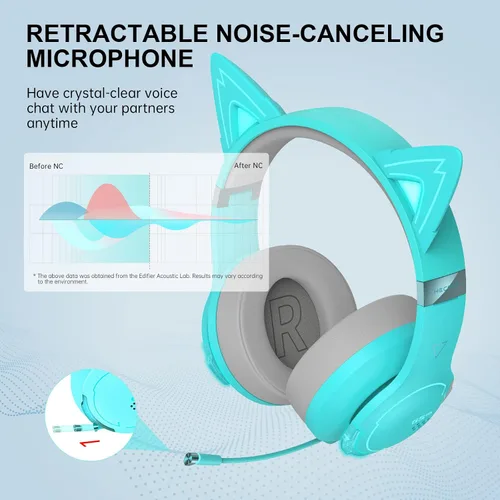 Vista 5 de Edifier G5BT CAT Auriculares inalámbricos Bluetooth con cable para juegos con micrófono (turquesa)
