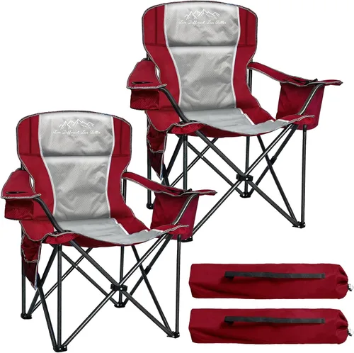 Vista 11 de Sillas de campamento para adultos de alta resistencia de 500 libras de capacidad, silla plegable de respaldo alto con marco de acero grueso, silla