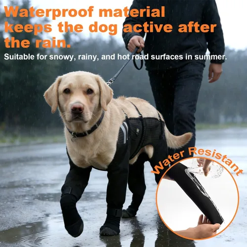 Vista 2 de COODEO Calcetines para perros para las 4 patas, impermeables, antideslizantes, fáciles de usar, protección de patas, duraderos y cálidos