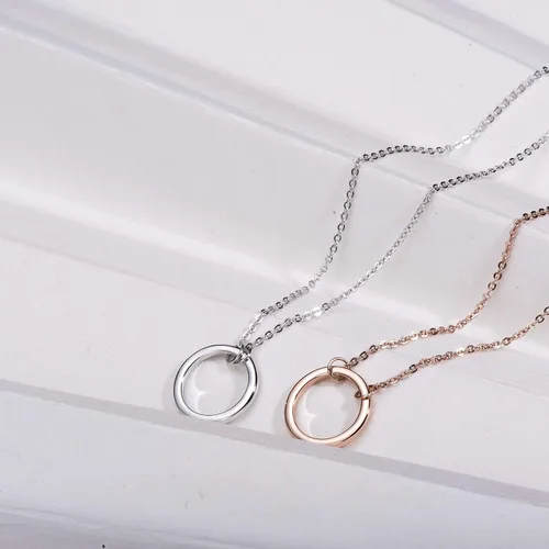 Vista 4 de S.Leaf Collar circular de plata de ley con círculo abierto para mujer, collares para mamá, Metal