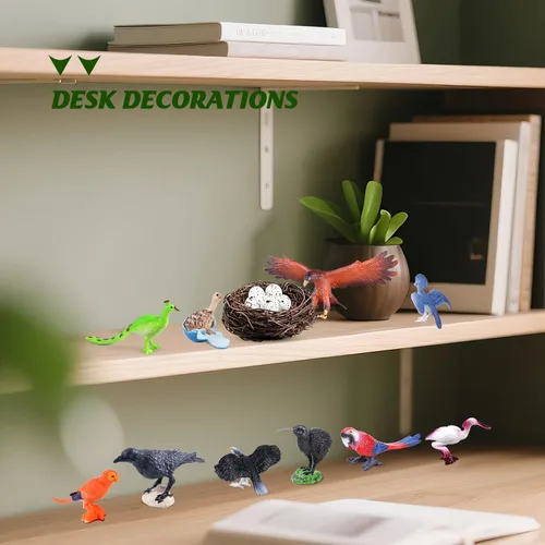 Vista 5 de SIENON Juego de 23 piezas de pájaros realistas, figuras surtidas de aves de vida silvestre con nido, cuervo, kiwi, avestruz, guacamayo, halcón