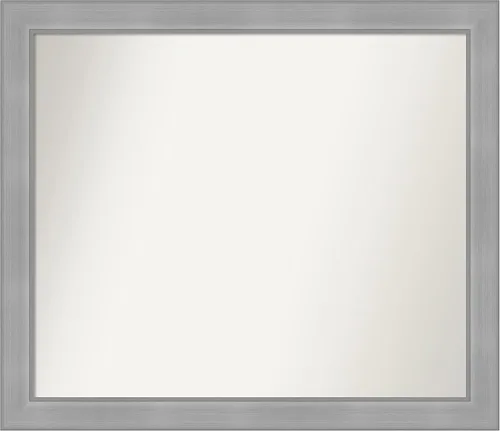 Vista 24 de Amanti Art Espejo de baño plateado para sobre el fregadero, 24 x 24 pulgadas, espejo cuadrado de peltre forjado a medida, marco de madera casual