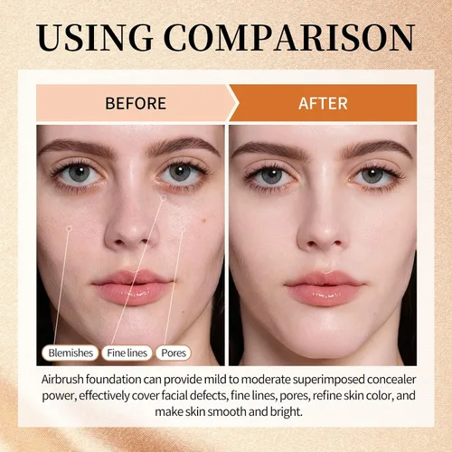 Vista 5 de Air Brush - Base de maquillaje y spray de fijación de maquillaje para cara, hidrata e hidrata, cobertura mate para piel grasa, maquillaje