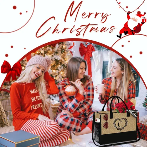 Vista 2 de Regalos personalizados para mujeres, regalos para el día de la madre, bolsa de playa inicial y bolsa de maquillaje, regalos de cumpleaños