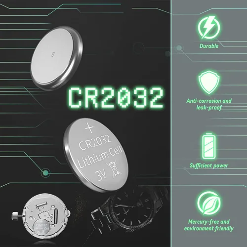 Vista 6 de 100 pilas CR2032 de 3 V de iones de litio de iones de litio CR2032 3 V célula de botón de moneda para velas LED de té, para llaves inteligentes