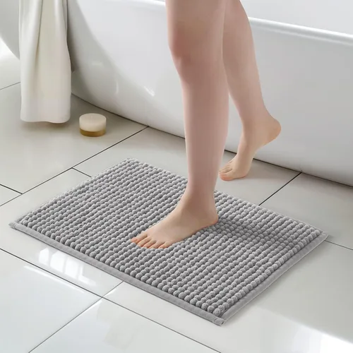 Vista 27 de FRESHMINT Alfombra de baño de felpilla gruesa y grumosa, 17"x24", alfombrilla de baño antideslizante, accesorio decorativo suave, linda alfombrilla
