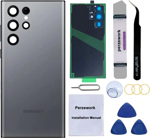 Vista 10 de Reemplazo de cristal trasero trasero para Samsung Galaxy S22 Ultra 6.8 pulgadas 5G con kit de herramientas de reparación y adhesivo preinstalado