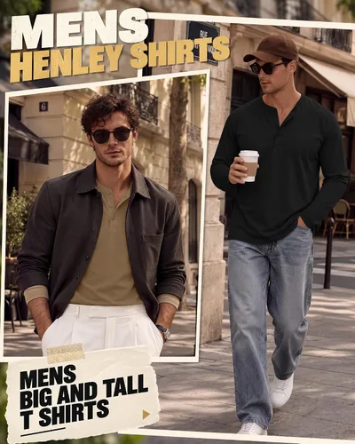 Vista 3 de Paquete de 3 camisas Henley de manga larga para hombre