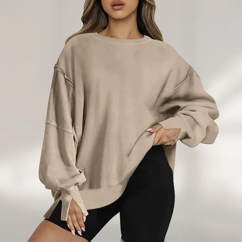 Vista 3 de Sudadera de gran tamaño para mujer, sudaderas de cuello redondo, sudaderas con capucha para otoño, ropa de invierno Y2K a la moda para adolescentes