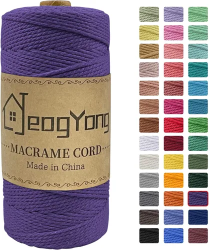 Vista 25 de JeogYong Cuerda de macramé de 0.078 pulgadas x 218 yardas, cuerda de algodón natural torcida de 3 hebras, cuerda de algodón de color para colgar