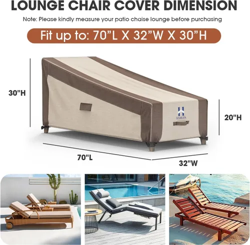Vista 2 de HAMLER Funda para silla de salón, fundas resistentes para tumbonas para exteriores, impermeables, fundas para muebles de exterior para muebles