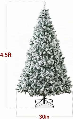 Vista 8 de Best Choice Products - Árbol artificial de Navidad flocado, pino de 1.4 m, premium, sin iluminación, con ramas completas, soporte de metal - Verde